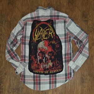 UPCYCLED Eddie Bauer Red and Gray Plaid SLAYER Shirt